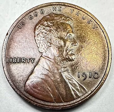 1910 Lincoln Wheat Cent Penny Bu Uncirculated Full Wheat Lines Sharp! Brown-rb • $19.99