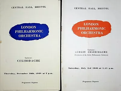 2 X 1948 Concert Programmes CELIBIDACHE London Philharmonic Orchestra Bristol • £19.95