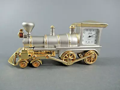 JAS Mini. Steam Train Engine Desk Clock. Cast Metal & Brass. Needs Battery. • $12