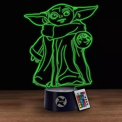 Wireless 3D Optical Illusion Night Light - Star Wars Baby Yoda • $8.99