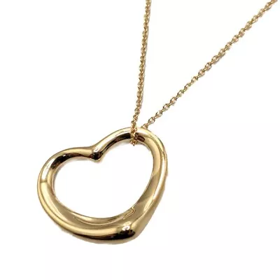 Tiffany & Co. Open Heart Necklace K18 Yellow Gold Elsa Peretti 750 W/Box • $595.96