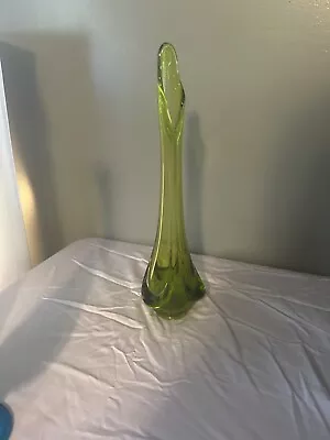 Vintage Viking Green Glass Drape Vase • $59