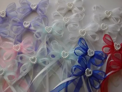 Ribbon Bows W/Heart Appliques Decoration DIY 10/20 Pcs Satin/Organza Bows • £4.99