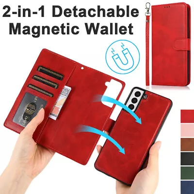 Leather Flip Card Slots Wallet Case Detachable Magnetic Cover For Samsung Phones • $22.54