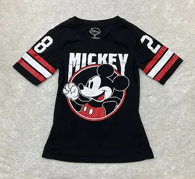 Disney Juniors Girls Mickey Mouse Graphic Black Red T-Shirt Size S (3/5) • $7.63