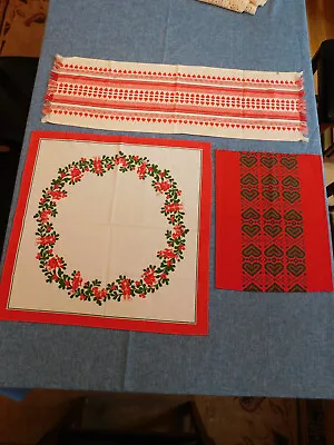 Group Of Three Vintage Textiles Tablecloth Runner Placemat Swedish • $22.45