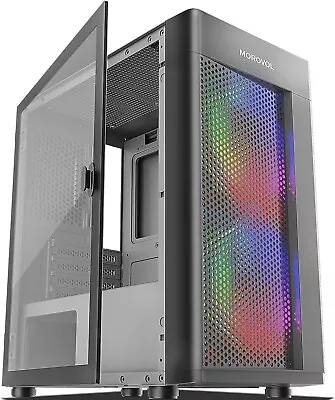 New Morovol TW-7 S2 BL Gaming Computer Micro ATX Black Metal Case W/ 2 Fans • $29.98