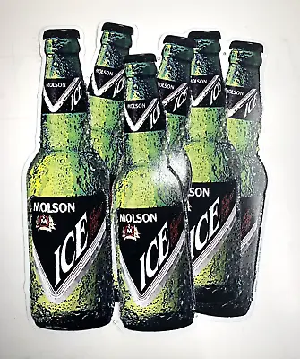 Molson Ice Metal Tacker Sign Beer Bottles Vintage Design Used Man Cave VERY RARE • $34.99