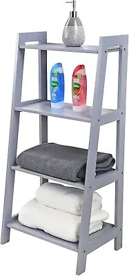 Ladder Shelf Bookcase 4 Tier Display Storage Shelving Unit Stand Wall Rack • £29.99