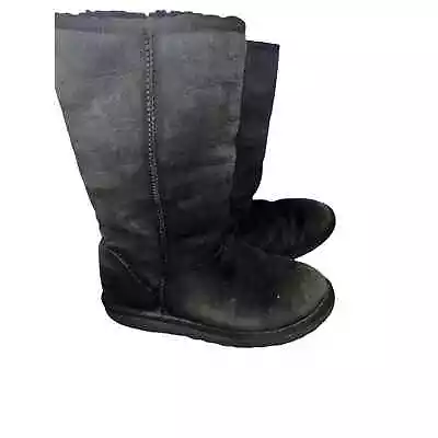 UGG Australia Classic Mid Calf Tall Black Sheepskin Boots 5815- Size 7 Preowned • $28