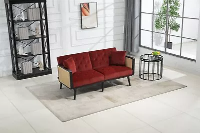 Velvet Sofa Accent Sofa Loveseat Sofa With Metal Feet Sofa Bed With 2 Pillows • $310.19