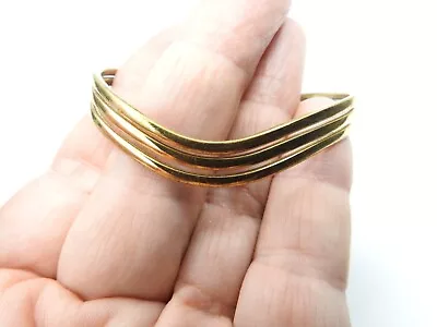 Signed Sergio Lub Gold Tone Metal Cuff Bracelet Vintage • $29.95