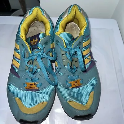 £100 • Buy Adidas Torsion ZX 8000 Mens Aqua, Purple & Yellow Colourway Trainer Sneaker 9.5￼