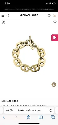 NWT MICHAEL KORS Maritime Link Toggle Bracelet In Gold • $70