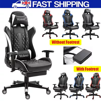 Height Adjustable Recliner Swivel Ergonomic Office PC Gaming Chair With Footrest • £89.90