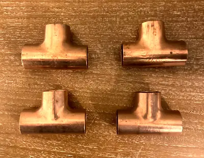 Lot Of 4   1  Copper Tee CxCxC Sweat Solder Fittings By Mueller Industries  USA • $16