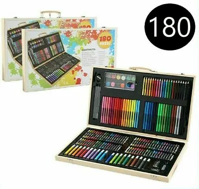 £14.99 • Buy 180PCS WOODEN Kids Colouring Set Drawing Set Art Case Pencils Painting Childrens