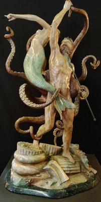 $12500 • Buy Ruins Of Atlantis Bronze Sculpture Jerry Joslin Poseidon Mermaid Mythology