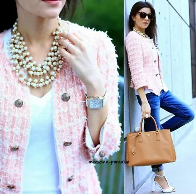 $99.99 • Buy Zara Woman Blazer Peach Coral Pink Boucle Fantasy Jacket Coat Jacket Tweed - M