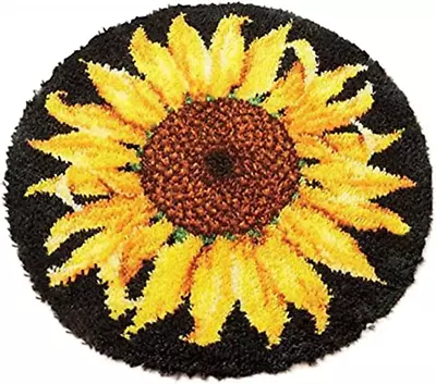 $30.77 • Buy Latch Hook Rug Kit Sunflower Pattern Printed Canvas DIY Rug Crochet Yarn Kits...