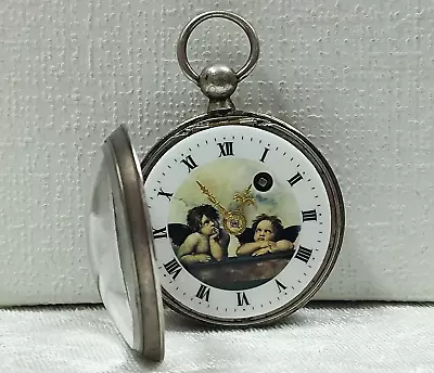 Antique Silver Verge Fusee Pocket Watch With Unique Beautiful Dial   Working. • $399