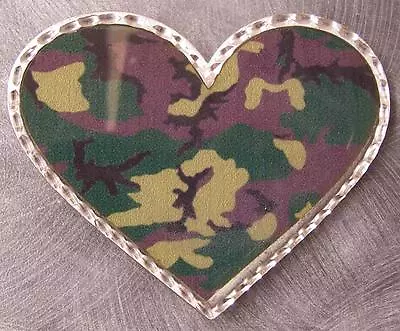 Pewter Belt Buckle Camouflage Heart Military NEW • $19.99