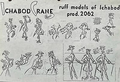 ICHABOD CRANE Adventures Of Mr Toad RUFF MODELS SHEET Disney ANIMATION PHOTOCOPY • $9.99