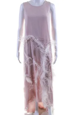 ZAC Zac Posen Womens Silk Feather Sleeveless Ginny Gown Powder Room Pink Size 2 • $121.99