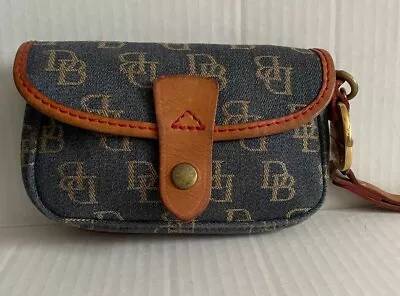 Dooney & Bourke Signature Blue Monogram Denim Detachable Strap Wristlet Wallet • $15.95