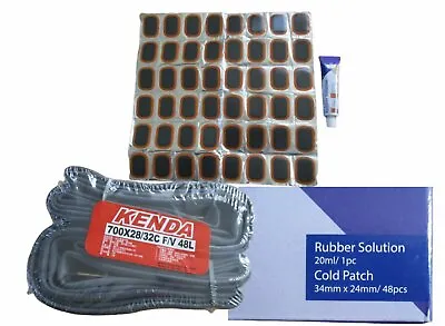 X2 KENDA 700X28/32C F/V 48L Tube+ 48pcs Rubber Puncture Bike Tire Patches+ Glue • $39.78