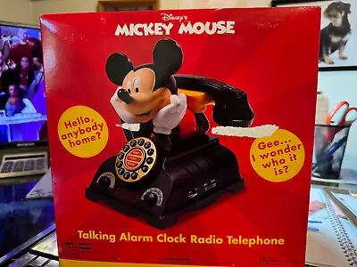 NEW Vintage Disney Mickey Mouse Talking Alarm Clock Radio & Telephone In Box • $70