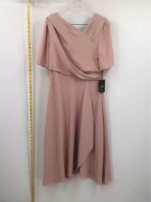 Adrianna Papell Womens Blush Short Sleeve Soft Draped A-Line Dress Size 14 • $11.50