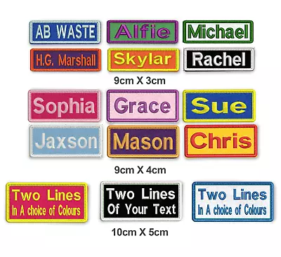 Personalised Embroidered Name Patch Badge (Rectangular) Three Sizes 12 Colours • £2.49