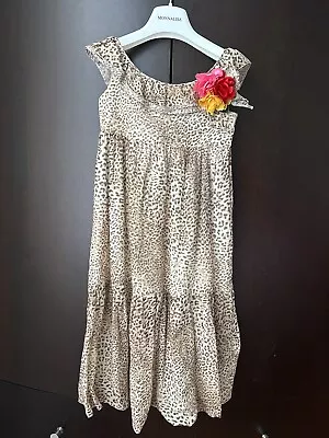 MONNALISA Girls Leopard Dress With Flowers 🌺 Size 4 Y • $35