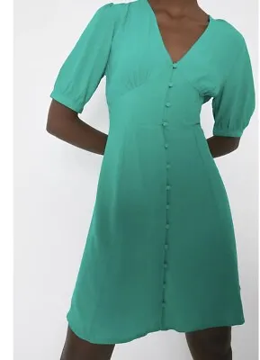 BNWT WAREHOUSE TEA DRESS GREEN BUTTONS  Sz 10 BNWT Still In Shops RRP £49 • £14.99