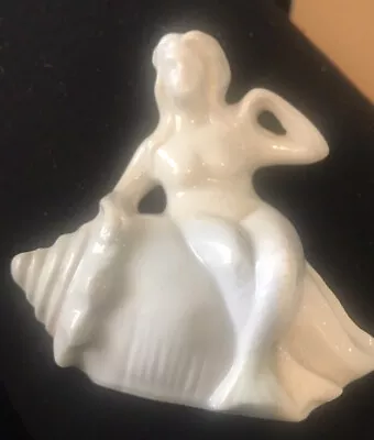 Vintage Made In Japan Mermaid On Shell Ceramic Figurine 3” X 3” • $39