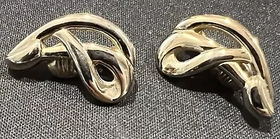 Vintage Monet Gold Toned Clip On Earrings Signed • $9.95