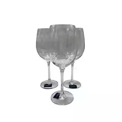 Vintage Mikasa Cheers Too Pattern Crystal Wine Glasses Set Of 3 • $32
