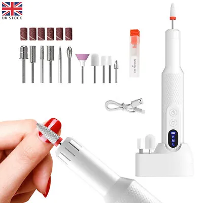 Portable Manicure Pedicure Machine Rechargeable Base Electric Nail File Drill • £16.99