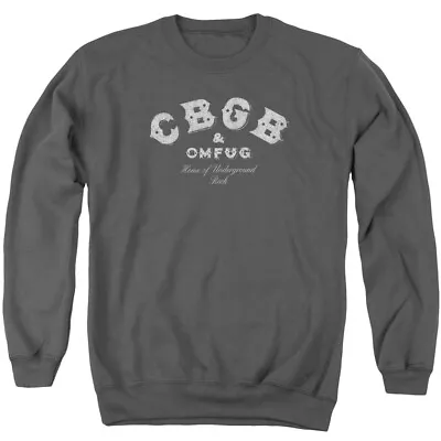 CBGB Tattered Logo Crewneck Sweatshirt Licensed Rock N Roll Music Band Charcoal • $24.49
