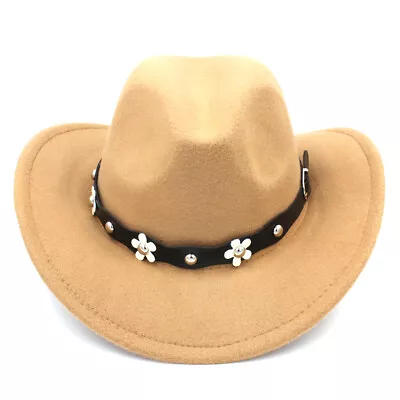 Western Kids Girls Cowboy Hat Cowgirl Cap Flower Leather Belt For Birthday Party • $12.99