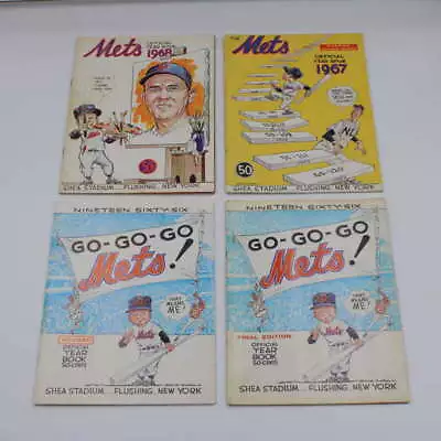 (4) 1966/1967/1968 New York Mets Yearbook Lot Tom Seaver Shea Stadium ZJ10359 • $34.99