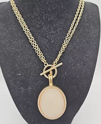 Premiere Design Faux Mother Of Pearl Oval Reversible Avery Pendant Necklace • $15