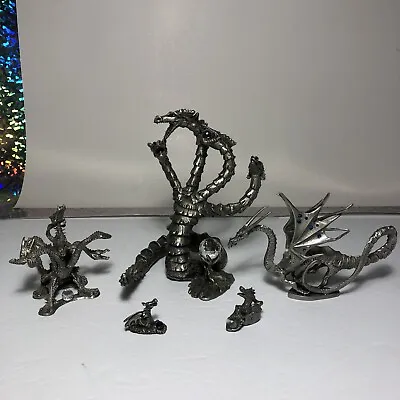 $99.99 • Buy Vintage Pewter Metal Dragon Miniatures Ral Partha & SUNGLO Designs *5 Piece