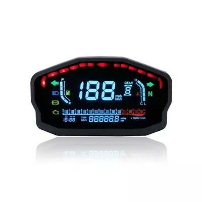 Tachometer Moto Odometer Km/h MPH Cafe Racer LCD Digital Motorcycle Speedometer • $55.99