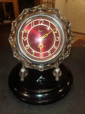 Vintage Majak 11 Jewel Crystal Red/Gold Mantle Clock USSR • $44.99