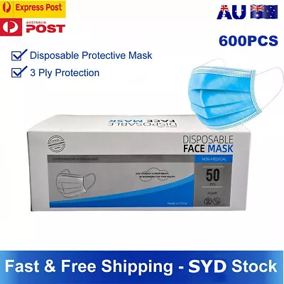 600PCS Disposable Protective Face Mask 3 Ply Masks General Daily Use • $52.99