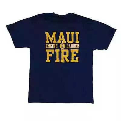Maui Hawaii Lahaina Y2K Fire Dept Shirt Adult M Engine Ladder 3 Spellout VTG Tee • $47.49