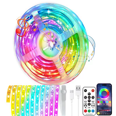 Music Sync RGB LED Strip Lights Dimmable USB Plug-in Under Cabinet Lights Kit AU • $30.99