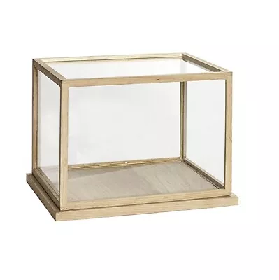 Large Glass Display Oak Showcase With Wooden Base Frame Low 29 Cm • $167.54